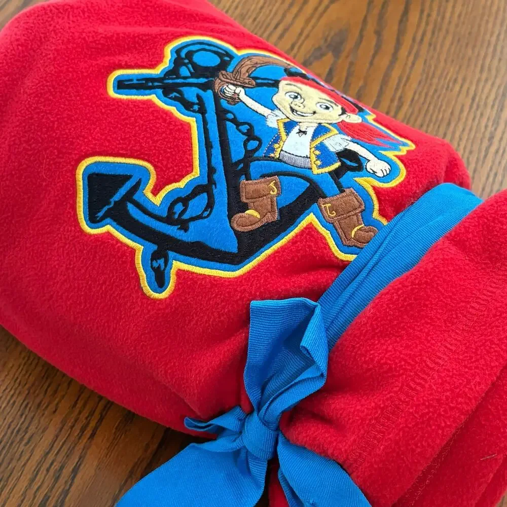 Disney Store Jake and the Neverland Pirates Red Embroidered Throw Blanket